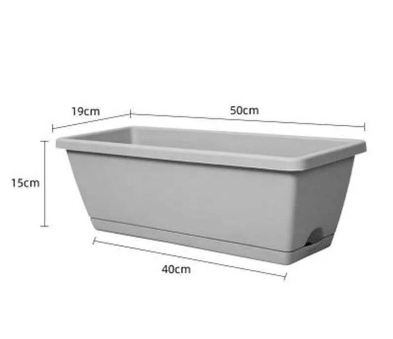 

Family balcony vegetable planting box roof rectangular plastic large flowerpot vegetable pot, Dark grey, light grey