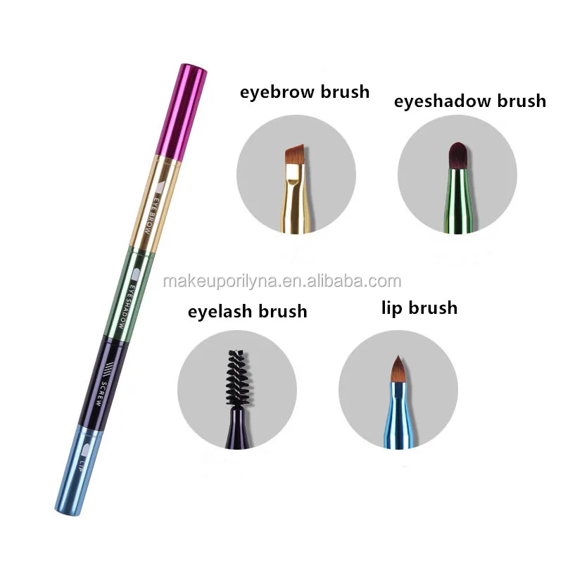 Multi-functional  retractable brush 4 in 1 Lip Eye Shadow stackable makeup brushes