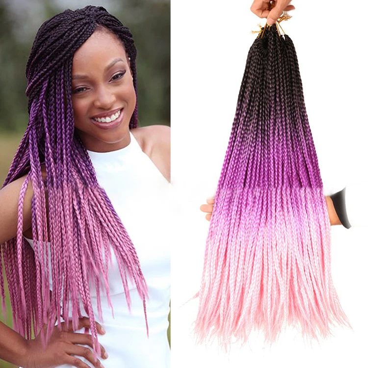 

Factory wholesale synthetic crochet 3 strand Box Braids 24in 10root high temperature wire braids hair extensions