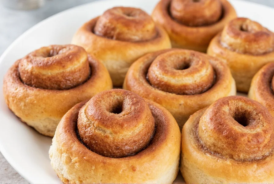 Freshly baked quick cinnamon buns with glossy icing drizzled on top