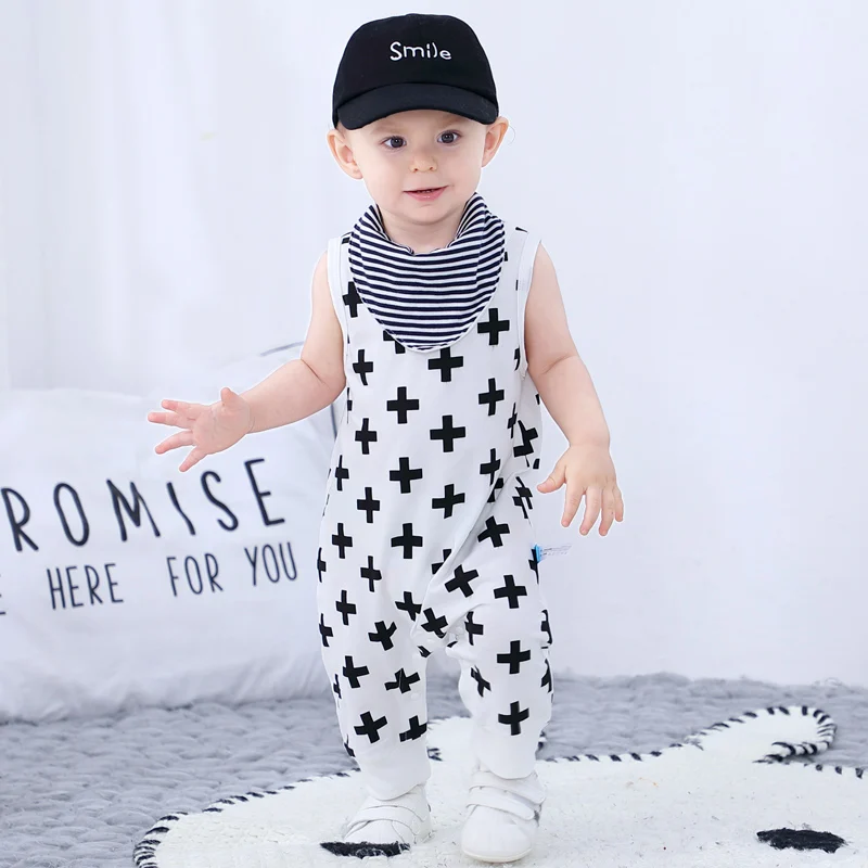 

Austin&bella 2021wholesale boutique baby boy summer clothes newborn sleeveless 100% cotton romper for baby boy 1 year