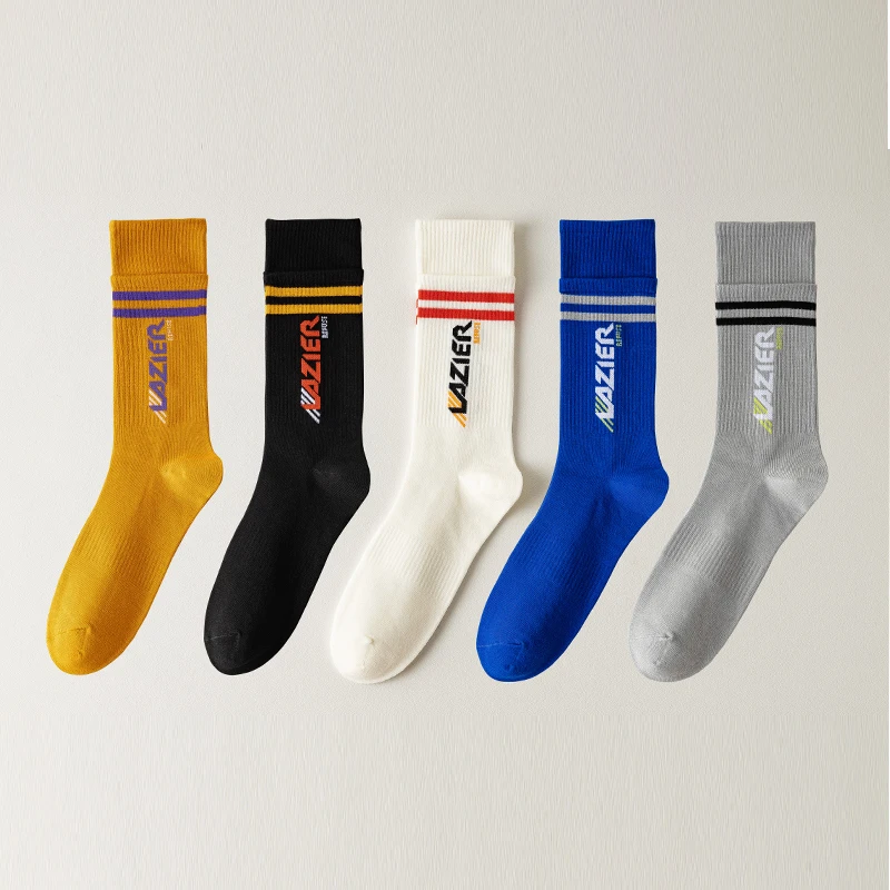 

Wholesale Sporty Custom Logo Socks Fashion Polyester Spandex Cotton Crew Men Socks, Picture shows