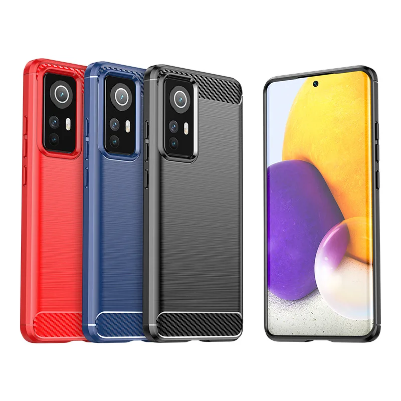 

For Xiaomi 12 pro 12X Case Carbon Fiber Soft TPU Back Cover Phone Cases, 4 colors