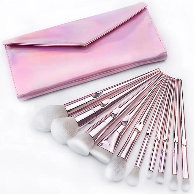 

Private Label 10 Pcs Professional Thumbrest Brochas Maquillaje Rose Gold Plating Makeup Brush Set