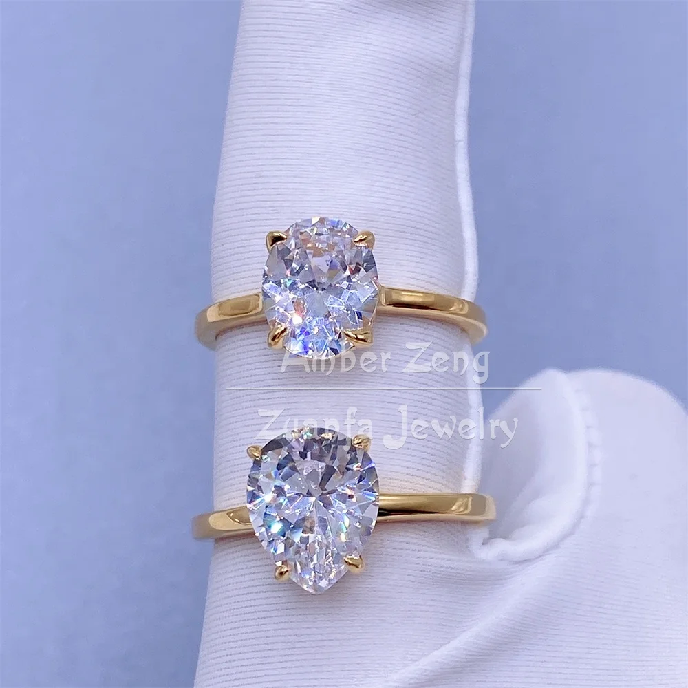 

10k real gold 925 sterling silver oval cut diamond vvs moissanite engagement ring gold setting