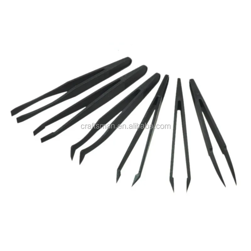 Black Esd Anti-static Carbon Fiber Tweezers Electronic Plastic Tweezers ...