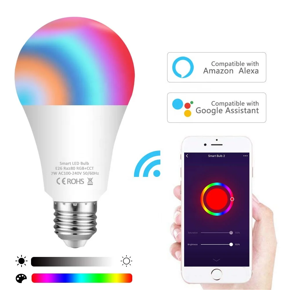 Smart home RGB bulb Smart bulb Google home Wifi Control Smart Led Light Bulb Compatible with Alexa