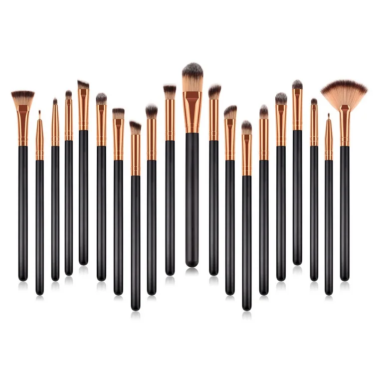 

20pcs New Arrival Super Quality Wooden Handle Eye Brown Shadow Face Makeup Brushes Set for Christmas Gift, As pics