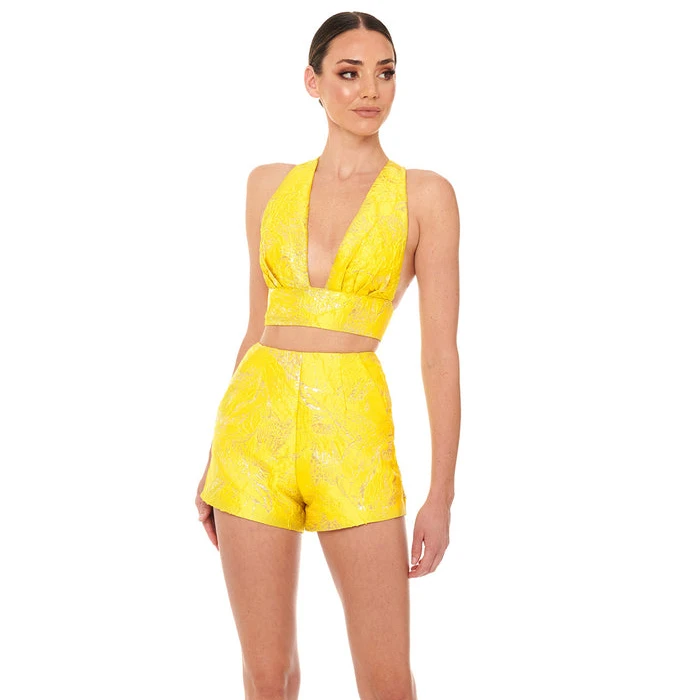 

New Arrival Summer Hollow Out Slim Fit Sleeveless Fashion Suit Short Two Piece Sets Ladiers Suit