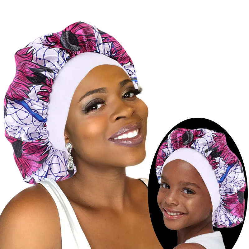 

2021 Hot African Print Night Cap Designer Bonnet Set Mommy And Me Bonnet And Headwrap Sets