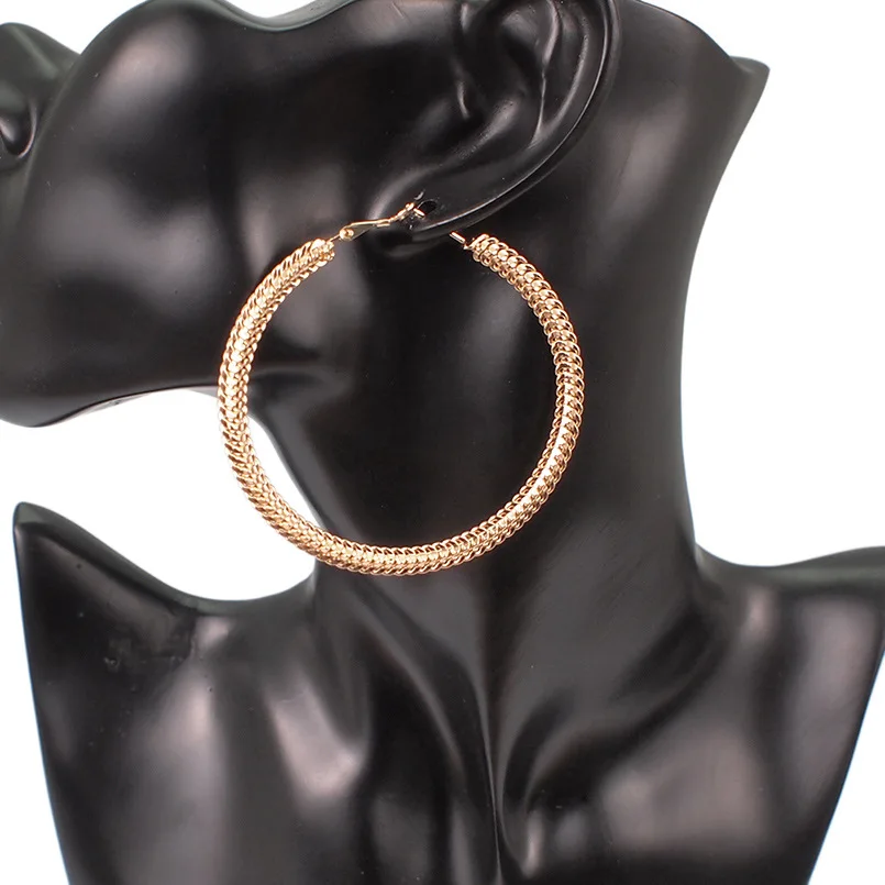 

European Hotsale Punk Chic Exaggerated Big Circle Hoop Earrings Gold 60mm Round Hoop Statement Earrings