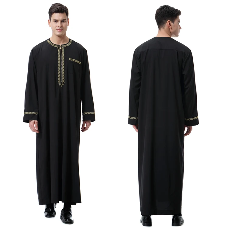 

Muslim Men Zip Thobe Long Sleeve Solid Color Breathable Robes 2021 Round Neck Islamic Arabic Kaftan Men Abaya S-3XL, Customized color