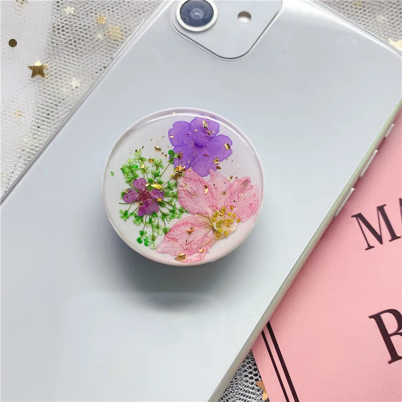 

LeYi High Quality Creative Real Flower Dropping Glue Phone Holder Mobile Phone Stand Grip Finger Popular socket