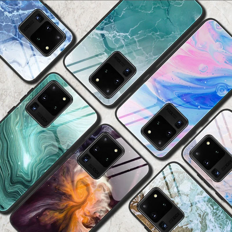 

2020 Hot Selling Fashion Mobile Phone Accessories Marble Shockproof Tempered Glass Cell Phone Cases Cover For Iphone 11 max pro, 7 colors