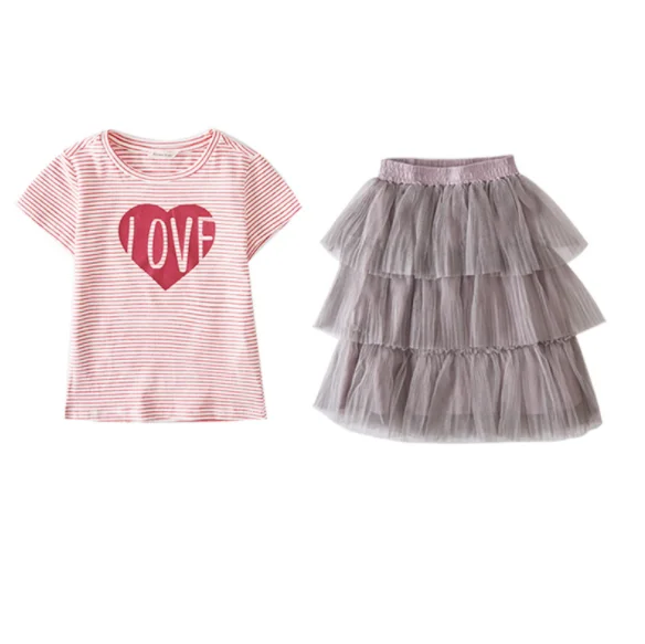 

UP-3038r Stylish Girls Shirts+Skirt Clothes Set for Children
