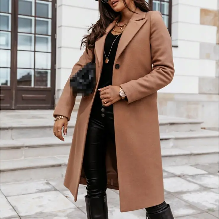 

2021 Fashion Winter Coats For Ladies Long Brown Women Maxi Coat Abrigos Parkas Para Mujer Invierno Womans Business Suit Jacket, Khaki,black,light gray