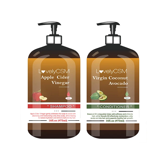 

473ml Apple cider vinegar shampoo Anti-itching Smoothing/Straightening cleaning volumizing Organic Moisture Avocado Conditioner