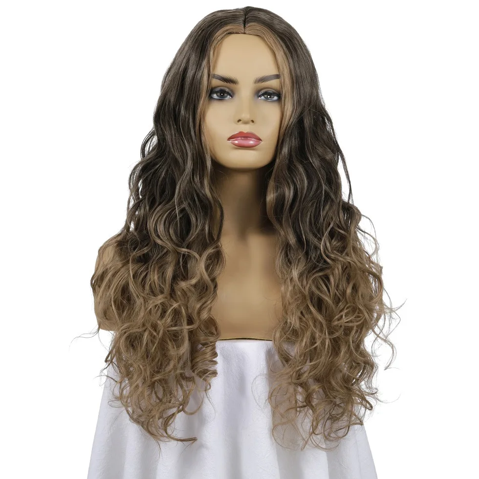 

Sunflower 2021 new hot deopshipping selling Fashion Women blonde deep wave full lace synthetic hair wig