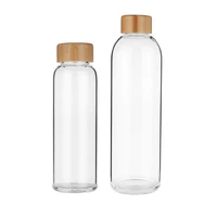 

Simple 350ML Bamboo Cap Lead Free Harmless Pyrex Glass Water Bottle With Protective Bag