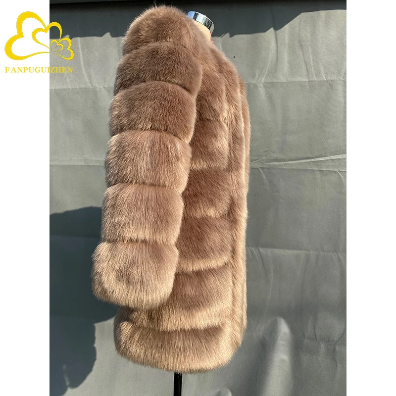 

Factory Wholesale Lady Cheap Artificial Fur Jacket Coat Outwear High Street Fake Fox Fur Coat Winter Women Faux Fur Coat, Picture