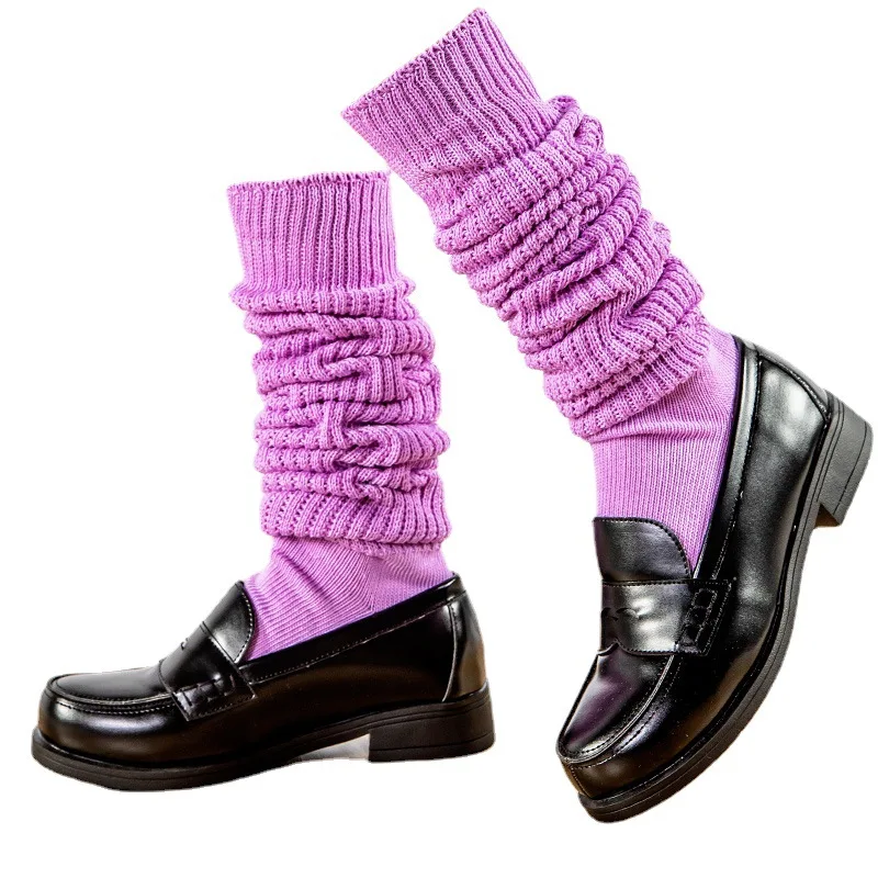 

Japanese 60 cm Long Leg Warmers Women Knit Loose Stockings Custom Ribbed Slouch Socks Knee High Girls Slouch Socks
