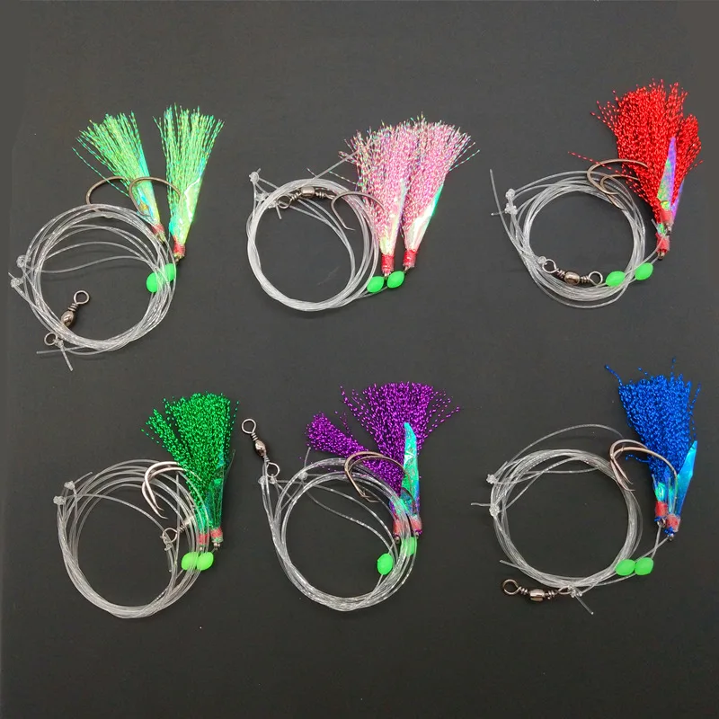 

Sea fishing super large color silk bionic fish skin artificial bait string leather hook