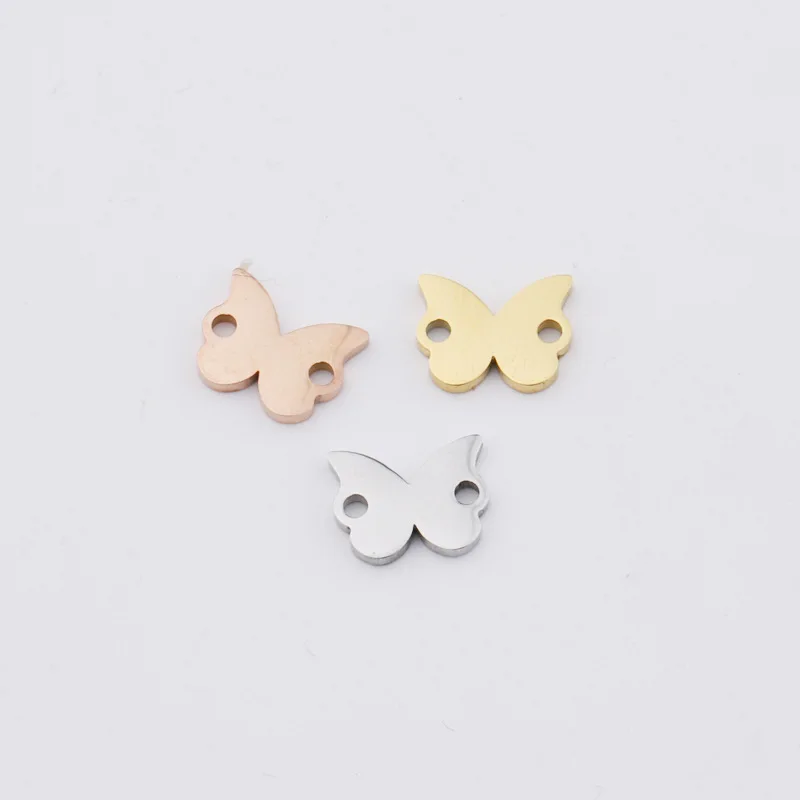 

10x8mm Stainless Steel Metal Jewelry Accessories Finding Double Two Holes Butterfly Shape Pendant Charm For Necklace Bracelet