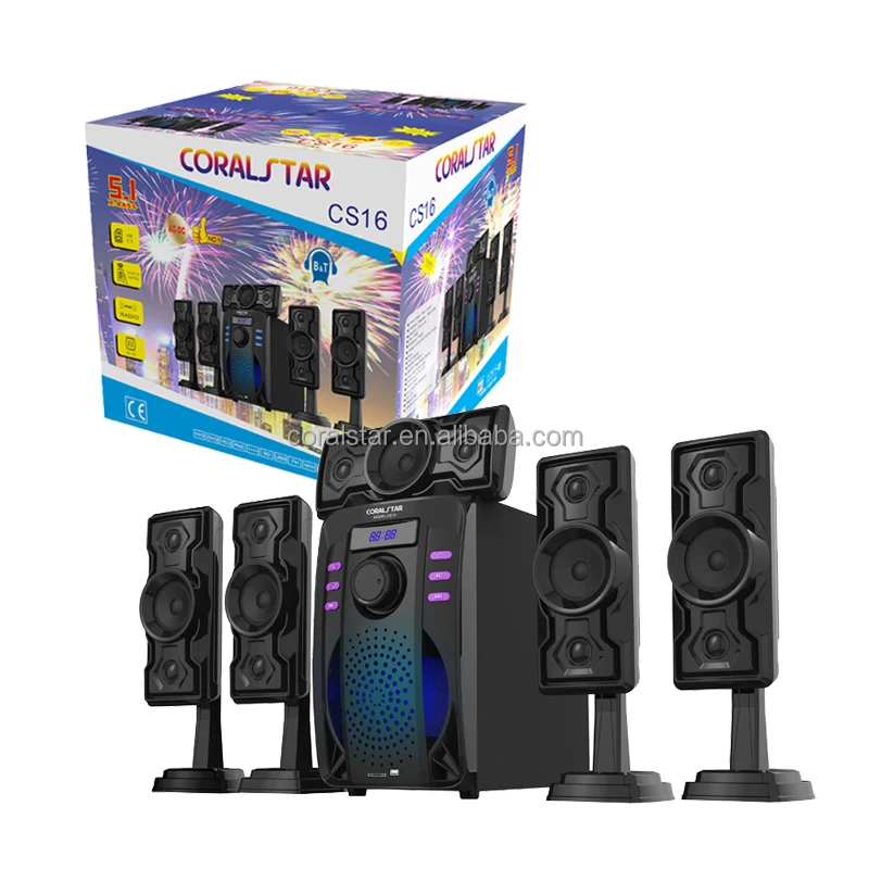 

Professional Surround Dj Black Plastic 5.1 Home Theater Speaker System