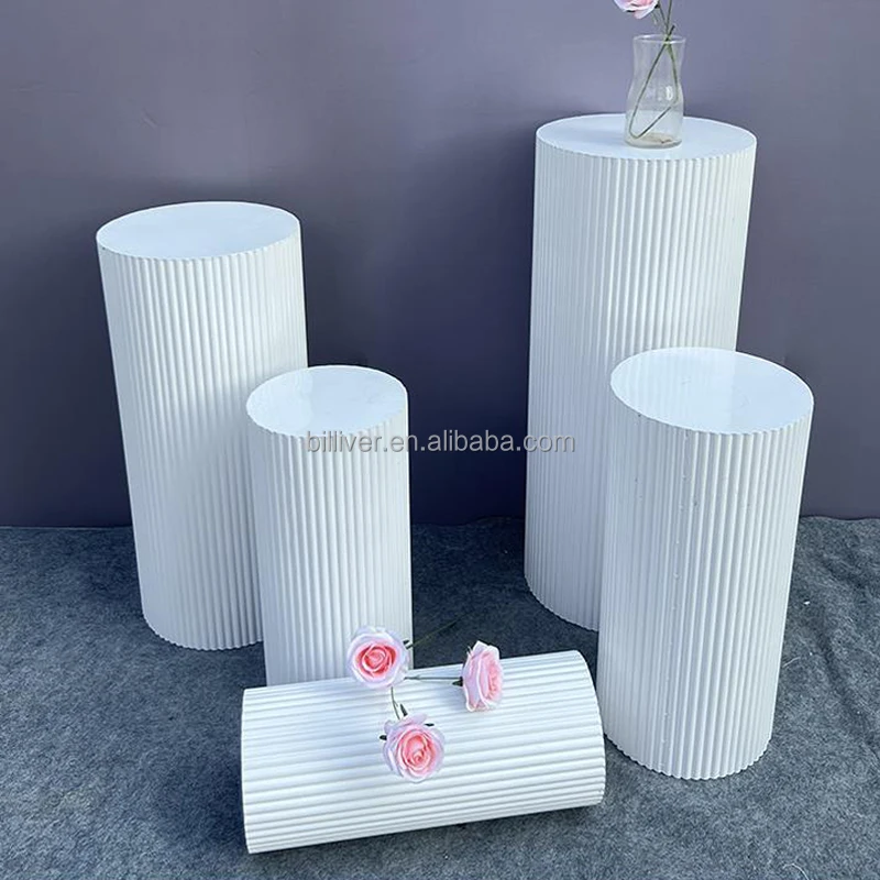 Metal Display Plinth Set Iron Round Backdrop Base White Cylinder Table Cake Pedestal Stand Birthday Wedding Party Event Decor