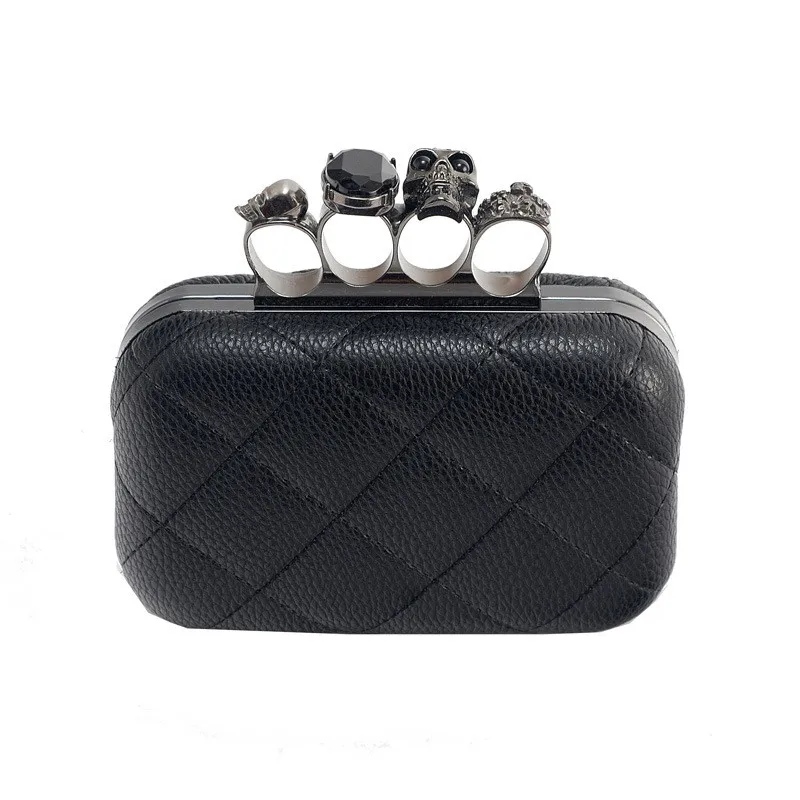 

2021 Customization Clutch Bag Vintage Grab Hand Hold Skull Ring Shoulder Evening Bags Plaid Chain Luxury Handbags For Women