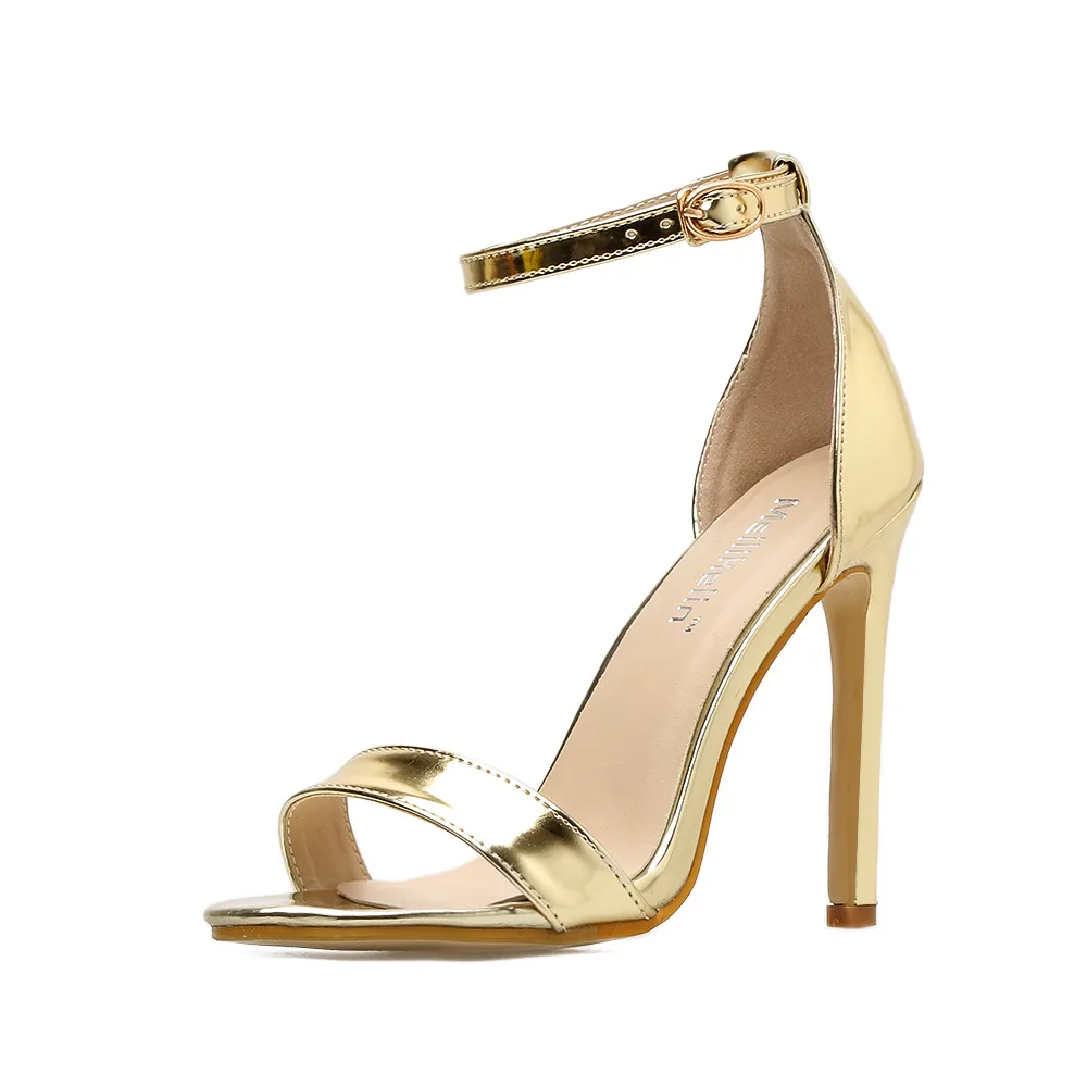 

Factory Sale Fashion Ladies Sandals Plus Size Solid Color Fish Mouth Open Toe Stiletto Ankle Belt Buckle Women Summer Sandals