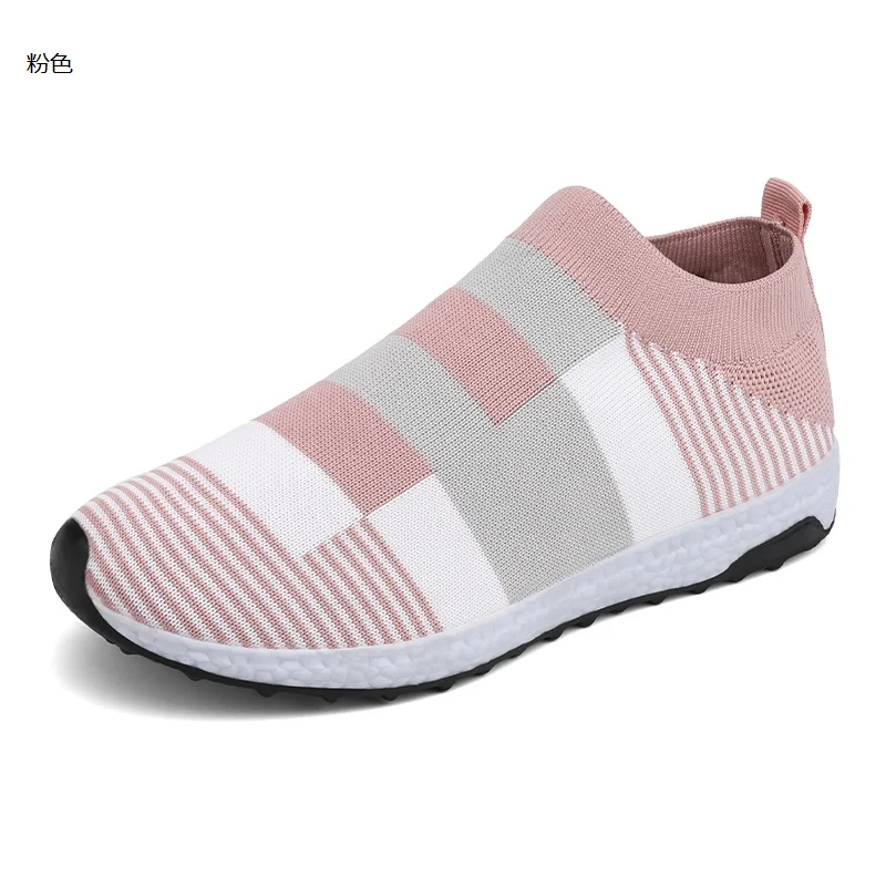 

Manufacturers High Elastic Woven Upper Insole Flat Walking Running Sport Man Shoes rubber bottom Comfortable and durable