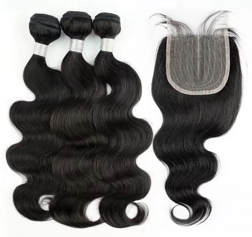 Wholesale HD Transparent Lace FN3+1set 3bundles+1 4*4 13*4lace Front Raw Virgin Body Wave Human Hair Wigs for Black Woman