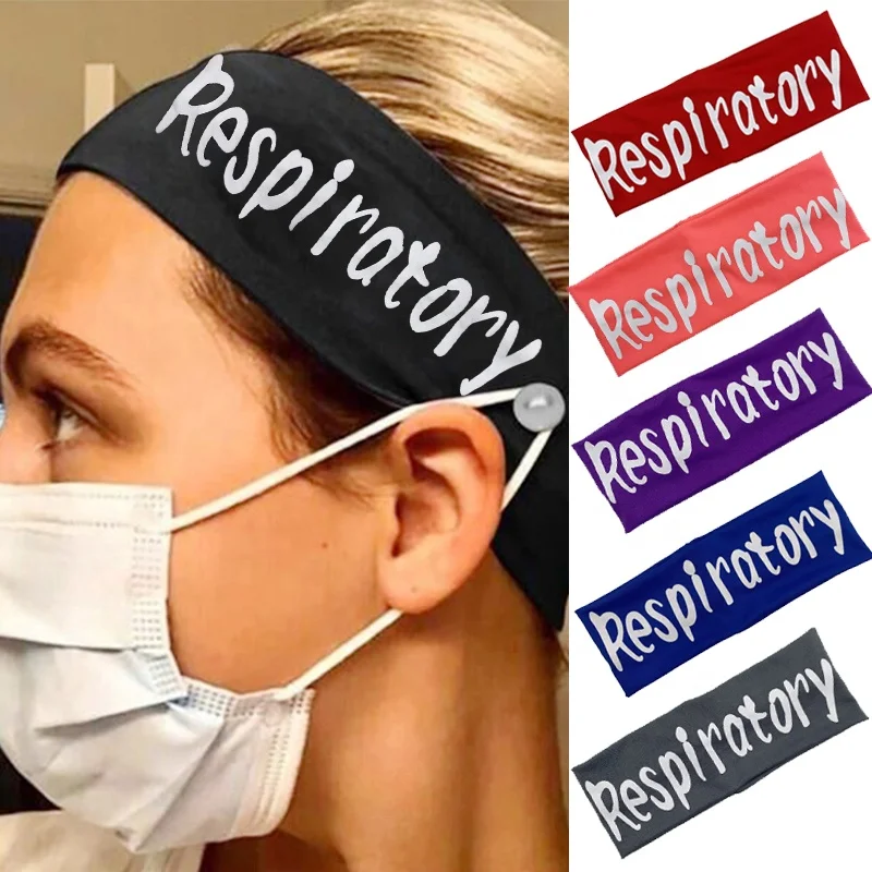 

Mix Color Printed Customized Logo Medical Nurse Respiratory Button Headband, As picture