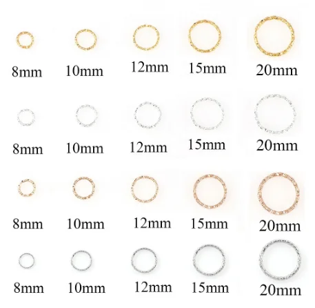 

Twisted Round Jump Rings Tone Iron Flower Close Jump Rings DIY Necklace Jewelry Findings, 6 colors can choose