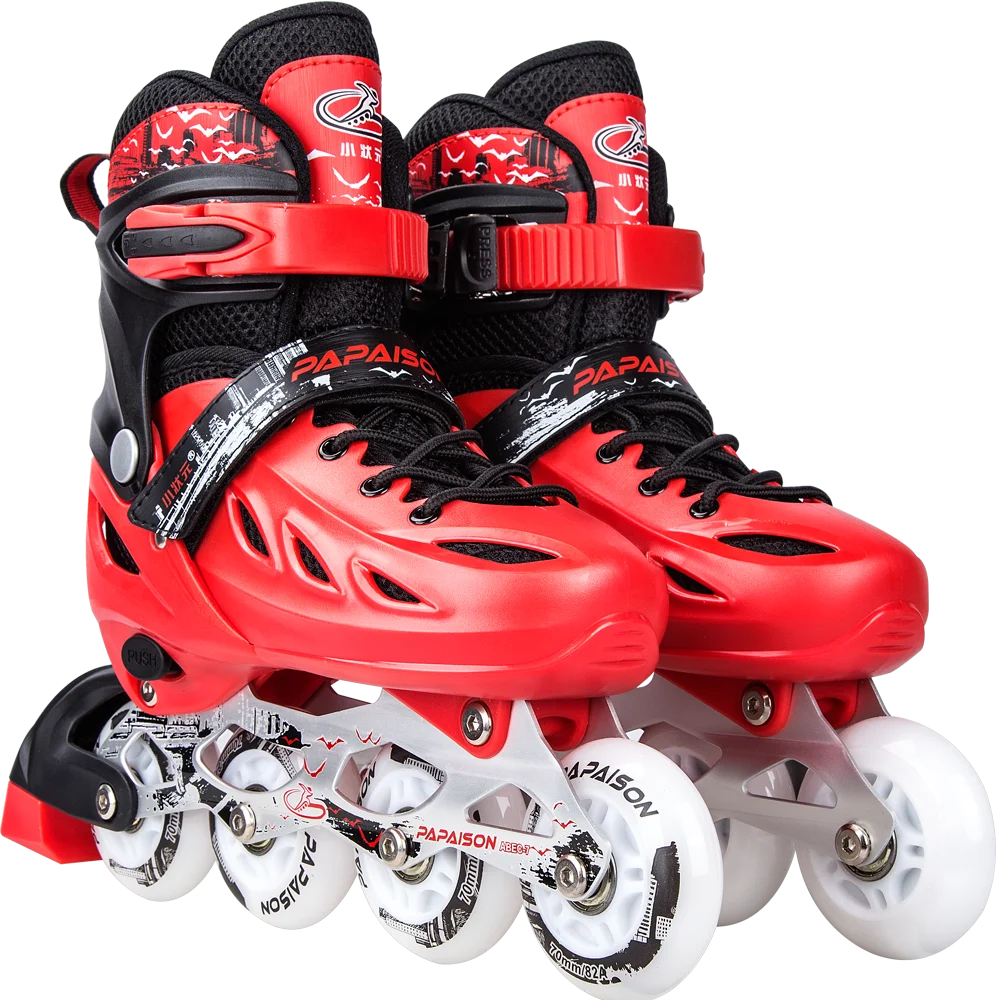 

PAPAISON Outdoor Sports Professional Inline Skate Roller Skates with PP shoe shell red white black cheap sale, Black,red,white