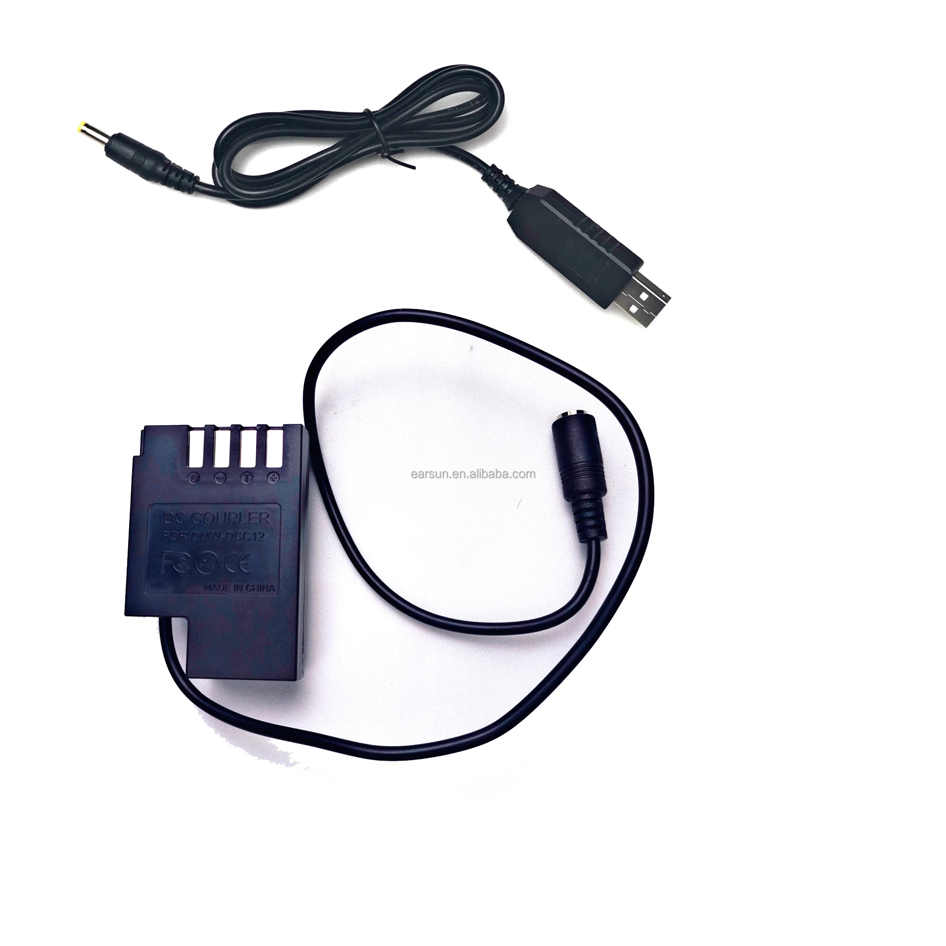 

Free shipping DMW-DCC12 DC Coupler + Power Cable(QC) for Lumix DMC-GH3 DMC-GH4 DMC-GH5, Black