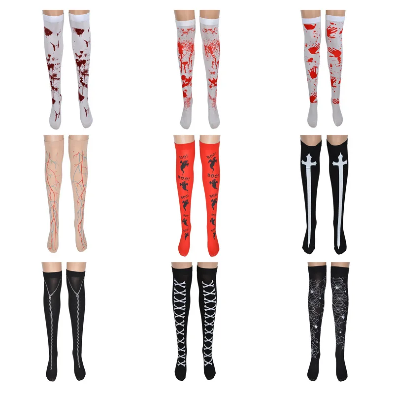 

New Stocking designer quality Halloween holiday white black logo teen girl knee high tube sock for women