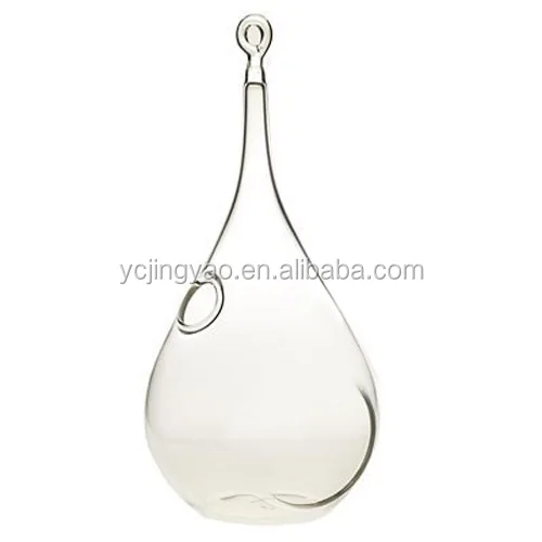 

Handblown Modern Home Hanging Glass Teardrop Shaped Terrarium/Fish Tank/Vase, Clear