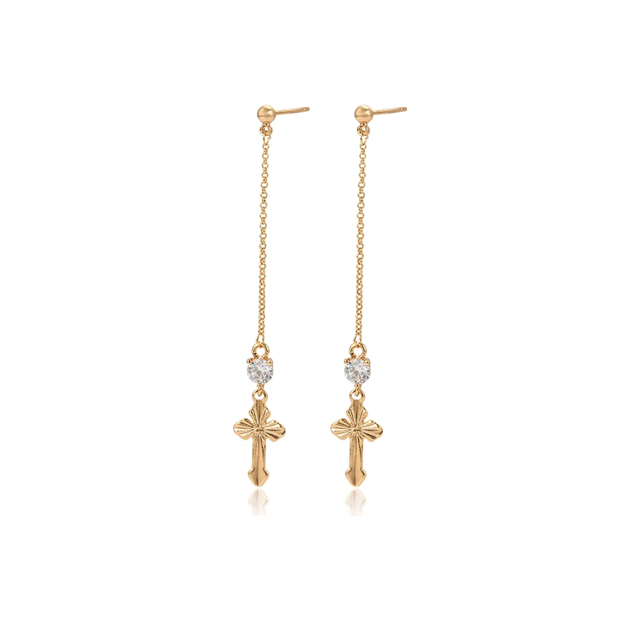 

97287 Xuping ancient royal style gold plated charm fashion cross drop earring