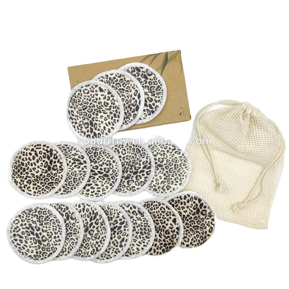 

100% Recyclable Material Bamboo Cotton Pad 10/12/14/15/16/18 Pack Set Reusable Organic Washable Makeup Remover Cotton Pads, White or customized color