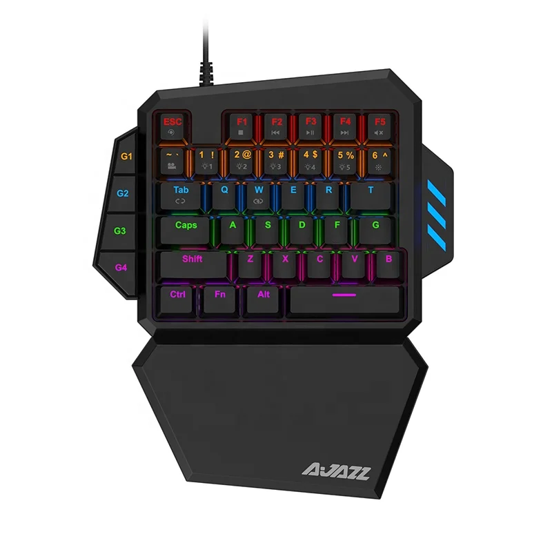 

Ajazz One-Handed rainbow Mechanical Gaming Keyboard, Professional Gaming Keypad with 4 Onboard Macro Keys, Wrist Rest, 39Keys, Black