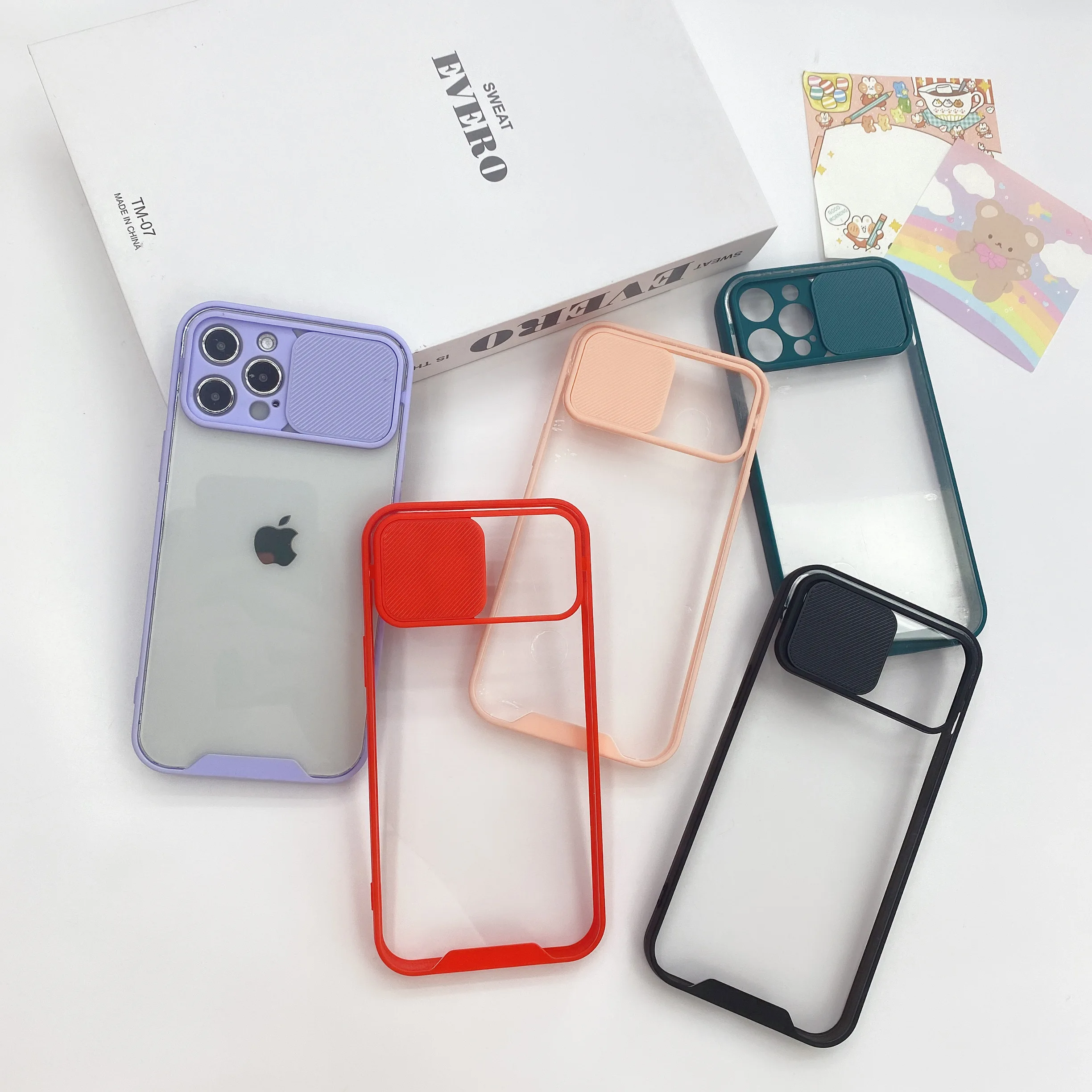 

translucent matte PC Slide Camera Lens Protective Mobile Cell Phone Case for CAMON 15 PREMIER, As picture