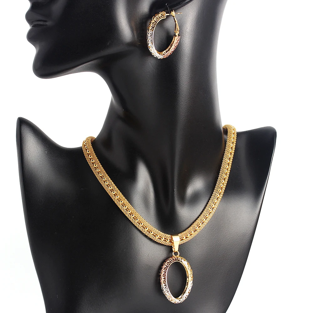 

Popular Design Designer Earrings And Cz African Luxury Silver Stainless Necklace Sets