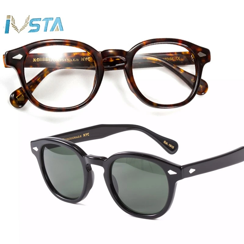 IVSTA MOS logo Acetate Eyewear Johnny Depp Glasses Men Tortoise Round Italian Luxury Brand Rivet Optical Frame Prescription OEM