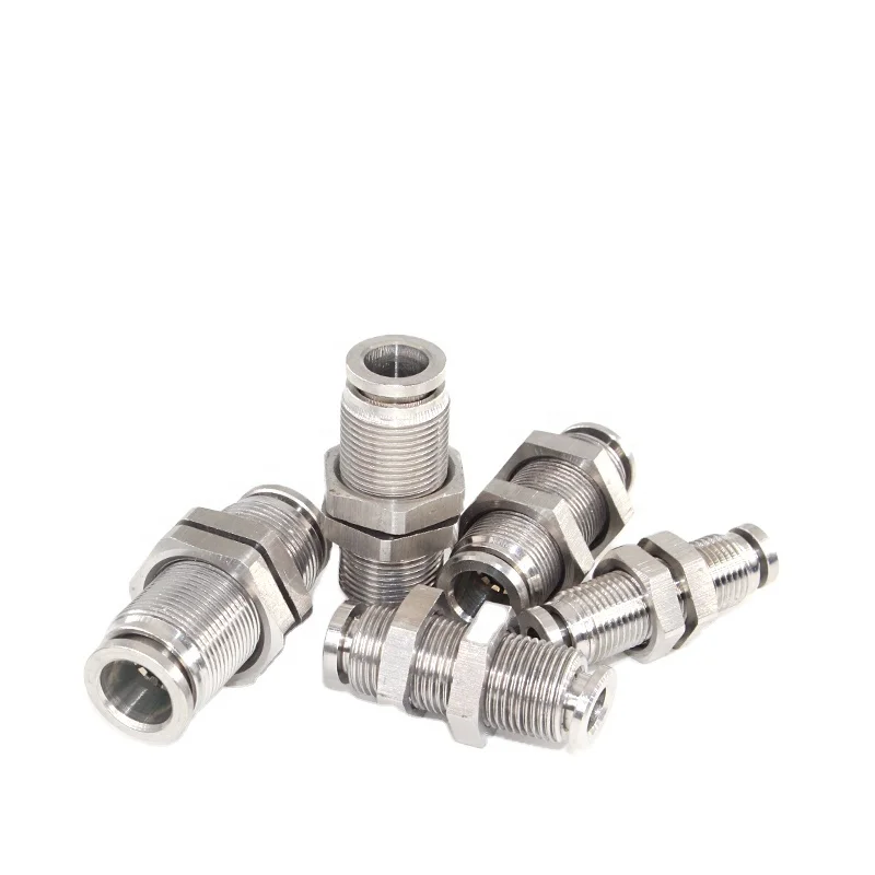 

Straight Stainless Steel Push-in Bulkhead Tube-to-Tube Adaptor Pneumatic Connector Pneumatic Fittings pneumatic quick coupling