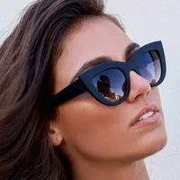 

New Cat Eye Women 2019 Sunglasses Tinted Color Lens Men Vintage Shaped Sun Glasses Female Eyewear Blue Sunglasses Brand Designer