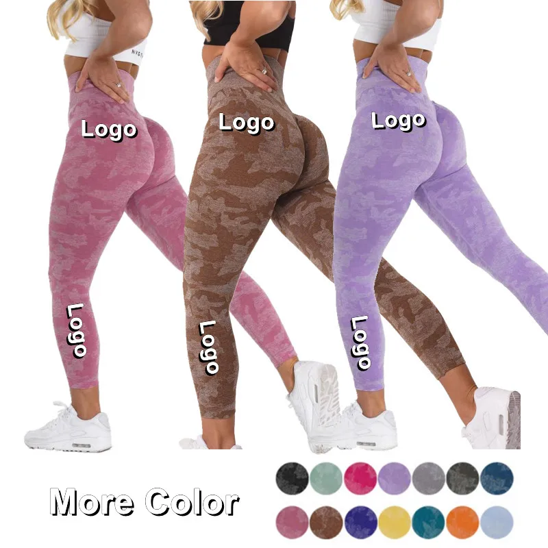 

fashion women custom logo yoga scrunch butt leggings high waisted workout seamless leggings butt lifting leggings, Customized colors