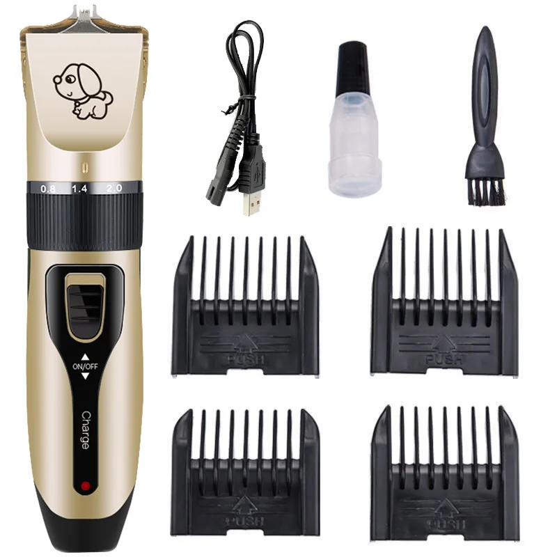 

Electrical Dog Hair Trimmer USB Charging Rechargeable Low-noise Cat Pet Hair Remover Grooming Cutter Machine, Gold