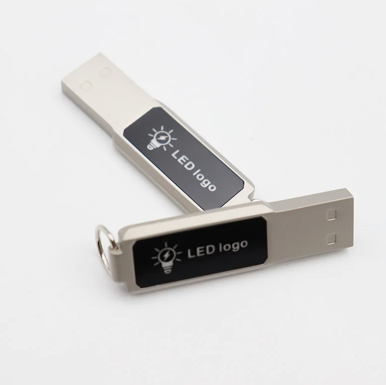

Custom Logo Light Up USB Flash Drive 4GB Pen Drive Usb 3.0 Promotional Gifts Metal Materials 8GB 16GB 32GB 64GB Memory Sticks